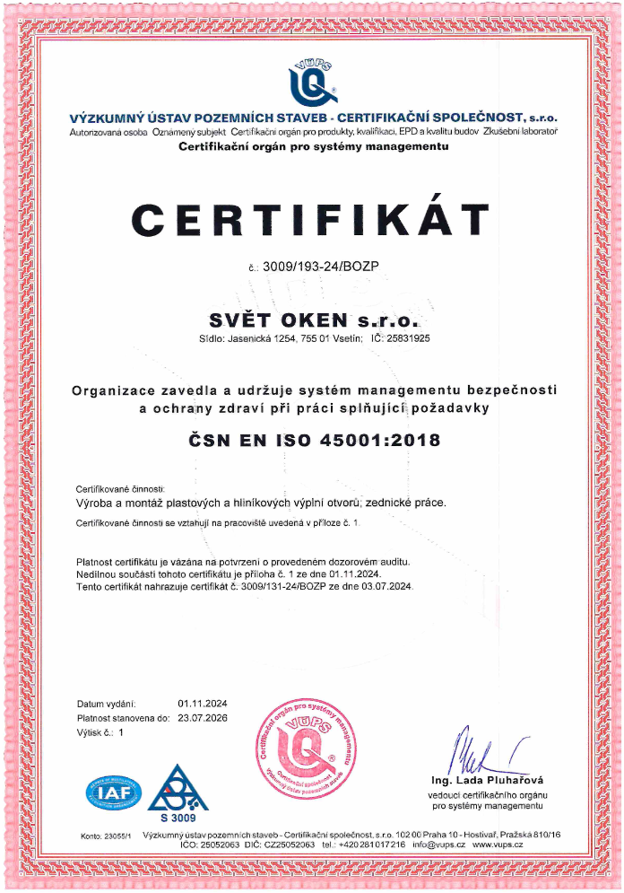 certifikat 45001:2024